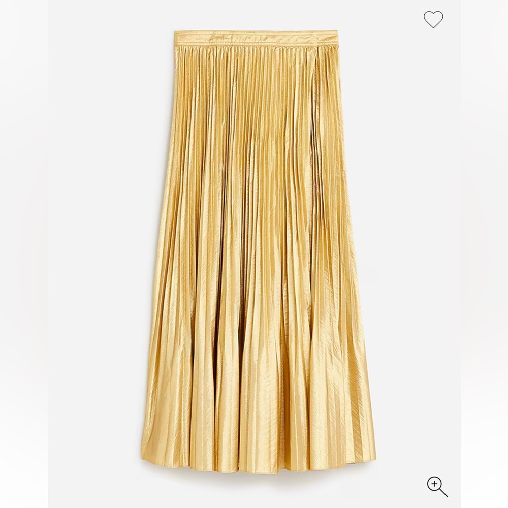J. Crew Pleated Wrap Skirt in Gold Lame